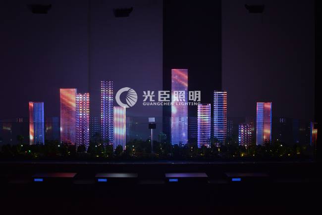 光臣智科亮化體驗館添加新元素，樓體聯(lián)動燈光秀沙盤展示